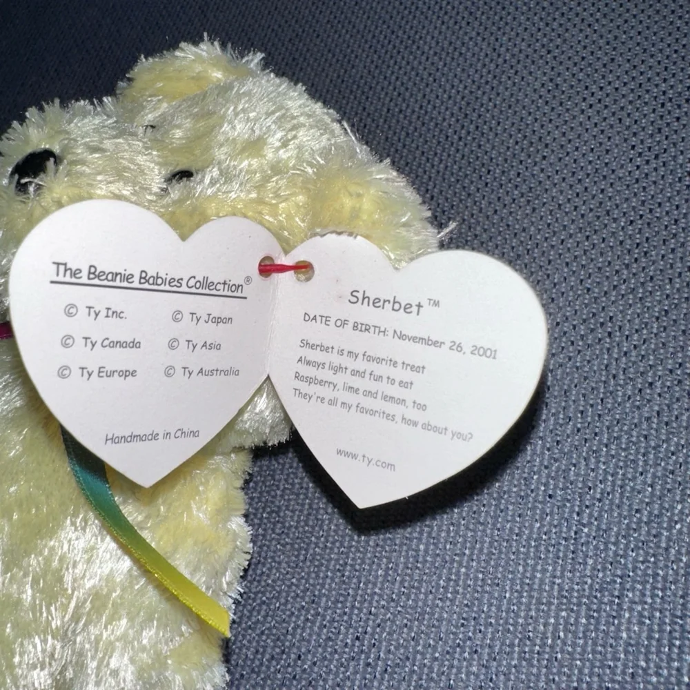 Ty Beanie Babies Sherbet Bear, Yellow Rainbow, 6 inch